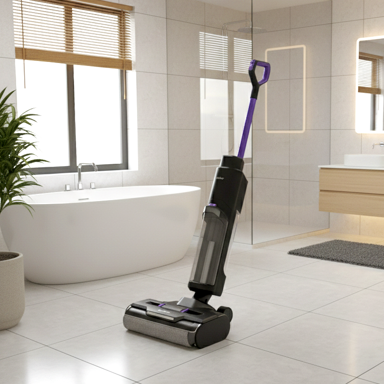 aspirateur laveur sans fil dans la salle de bain