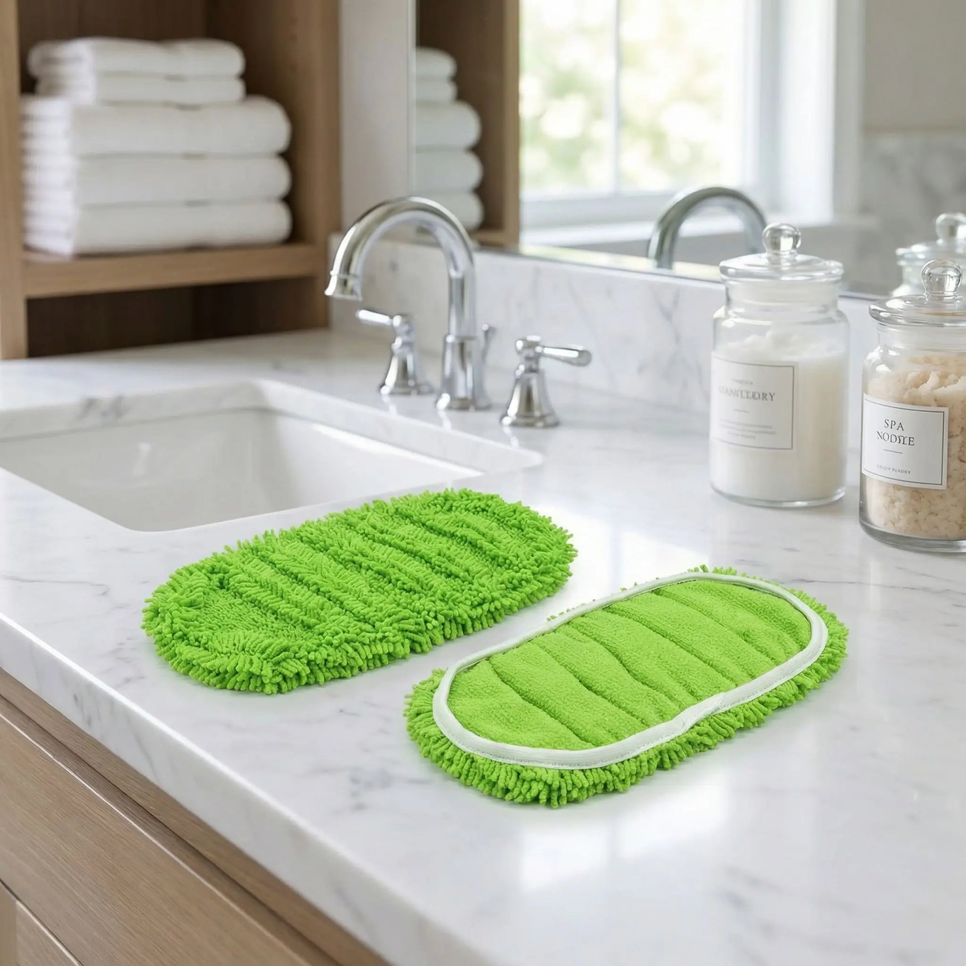 deux serpilleres microfibre vertes