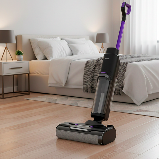 aspirateur laveur sans fil dans la chambre à coucher