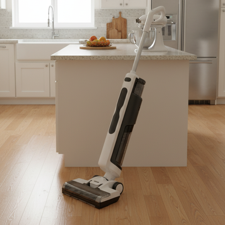 balai aspirateur laveur gros plan cuisine