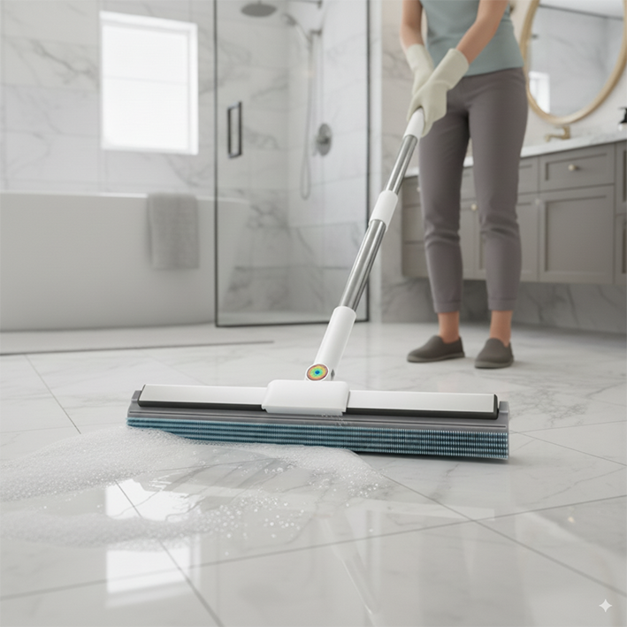 Balai nettoyage sol salle de bain savon