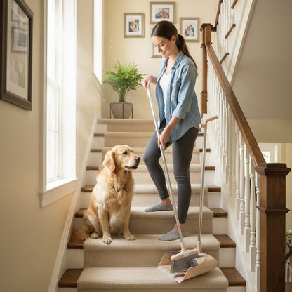 balai pour nettoyage des sols femme escalier