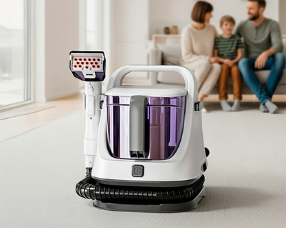 famille heureuse aspirateur laveur