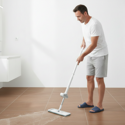 homme balai mop nettoyage sol carrelage savon