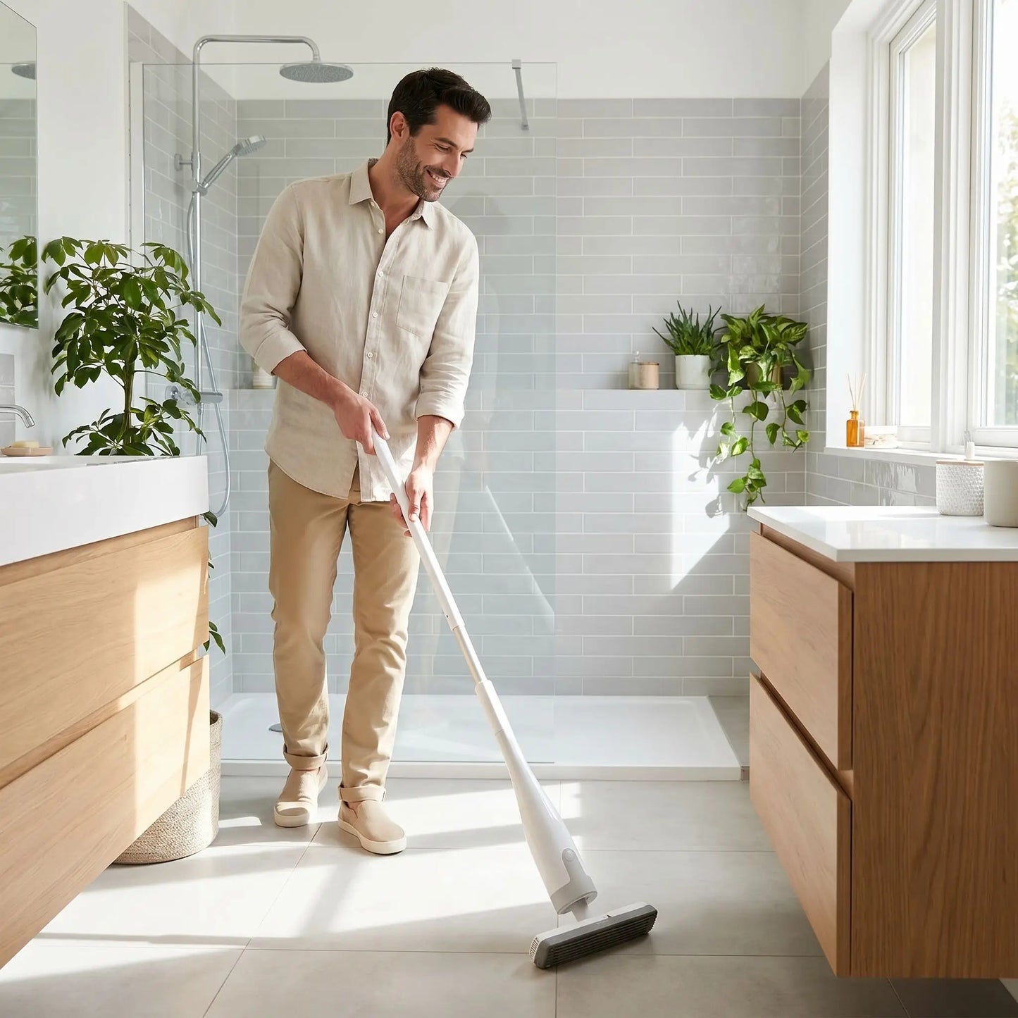 homme balai pour menage salle de bain