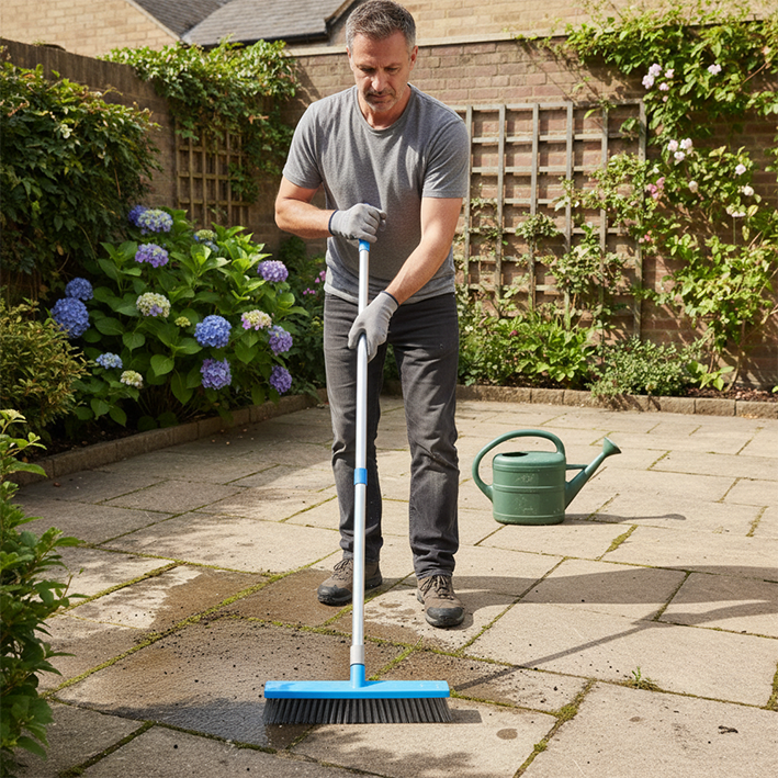 homme-nettoie-pave-balai-brosse-terrasse