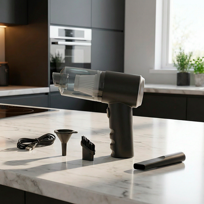 mini aspirateur avec ses accessoires dans la cuisine