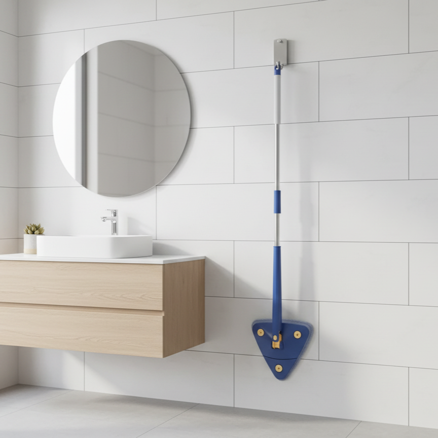 mop balai rangement salle de bain