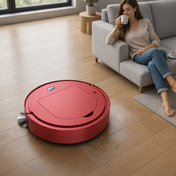 robot aspirateur laveur 3 en 1 femme repos salon
