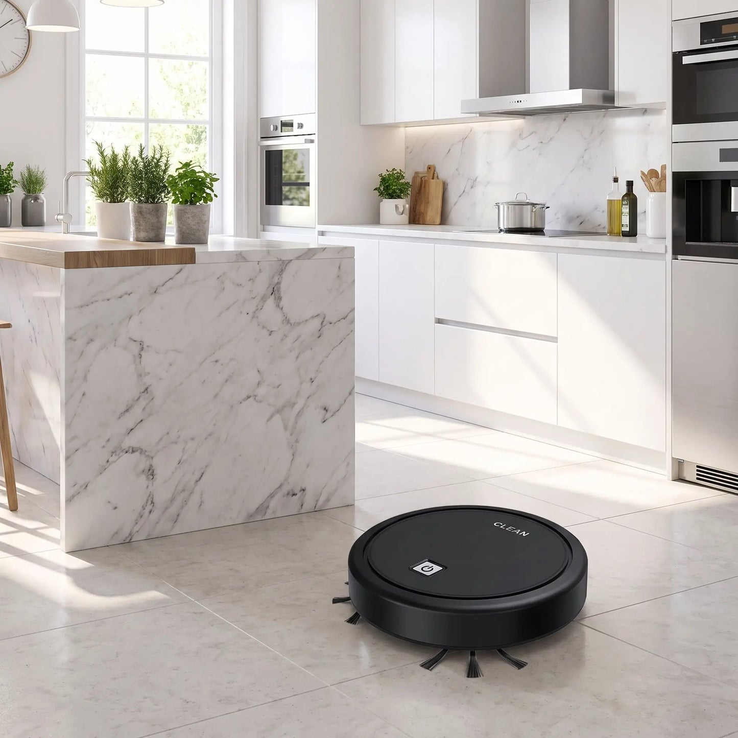 robot aspirateur laveur cuisine moderne