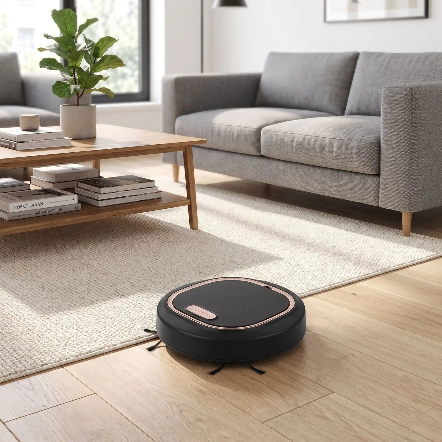 robot aspirateur laveur salon noir