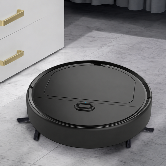 robot aspirateur laveur silence passe partout slide noir