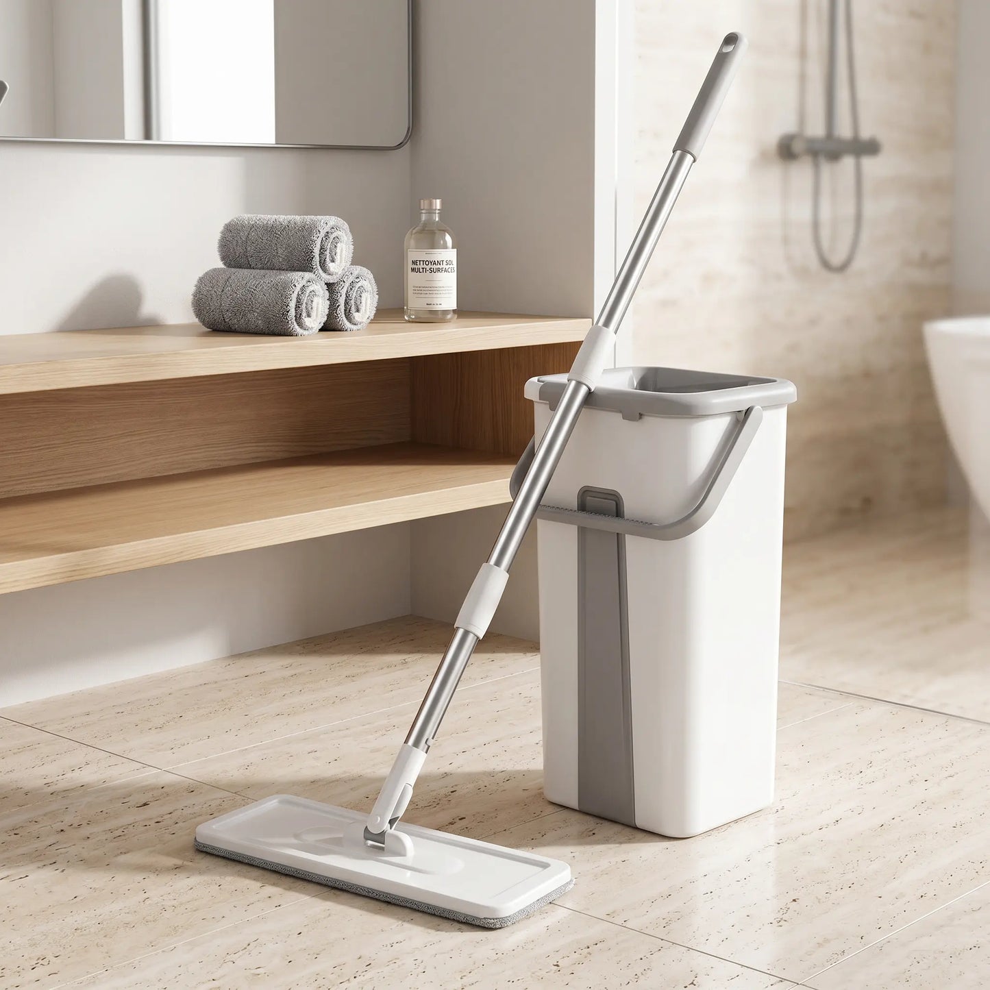 seau et serpillère magic mop sale de bain
