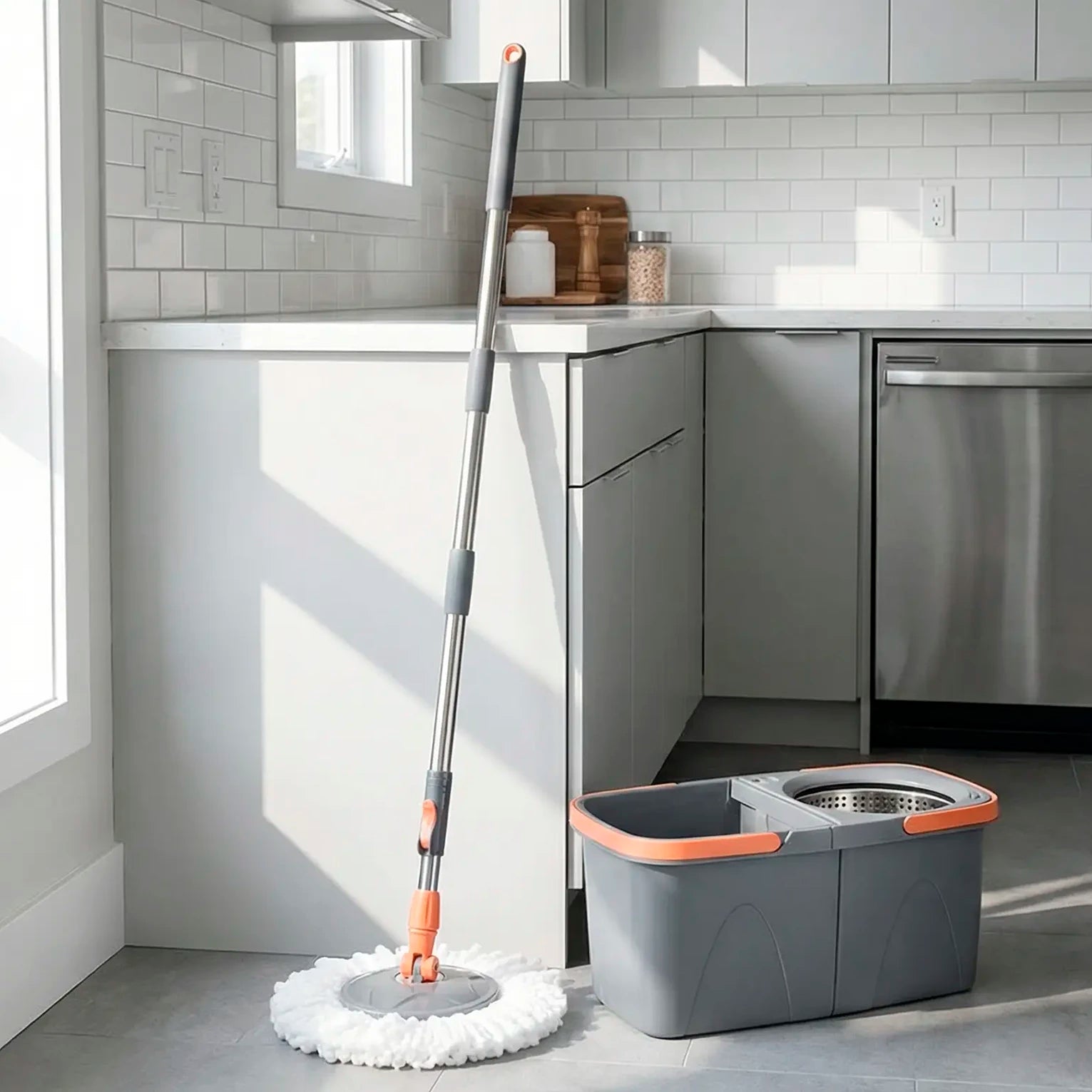 seau et serpillère maison propre salle de bain propre moderne