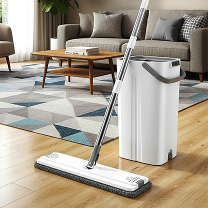 seau et serpillère salle de bain propre salon